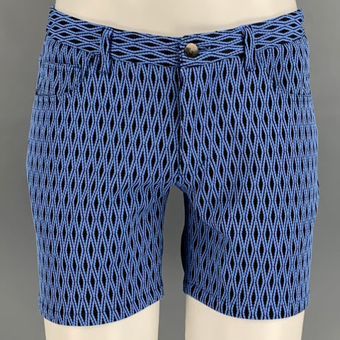 STEELE Size 30 Blue Black Rhombus Polyester Elastane 70's Shorts