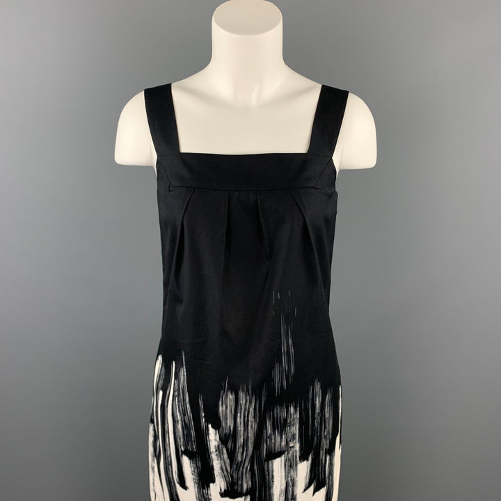 VINCE Size 4 Black & White Color Block Cotton Jumper Dress