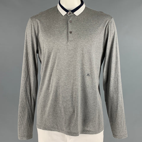 ETRO Taille XXL Gris Marine Blanc Coton Polo Pull