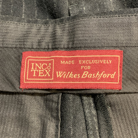WILKES BASHFORD Size 34 Black & White Stripe Wool / Cashmere Pleated Dress Pants