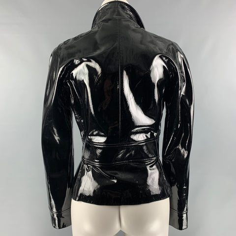 GRUPPO GFT Size 8 Black Goat  Belted Jacket