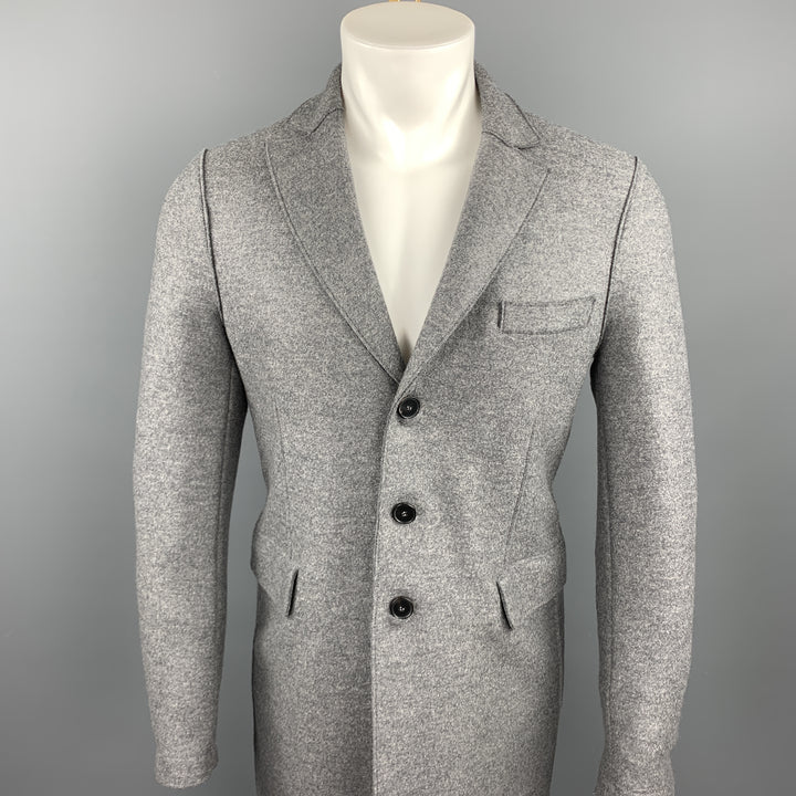 HARRIS WHARF LONDON Size 36 Grey Heather Wool Buttoned Coat