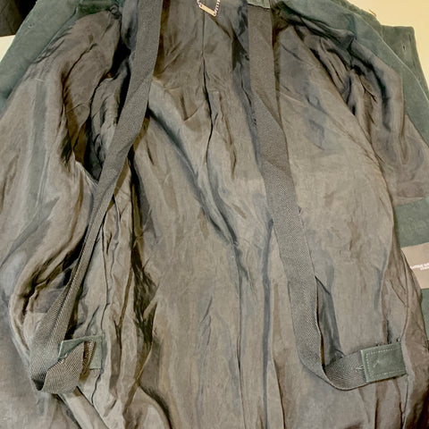 CoSTUME NATIONAL Size M Black Cotton Zip & Buttons Leather Sleeves Long Coat