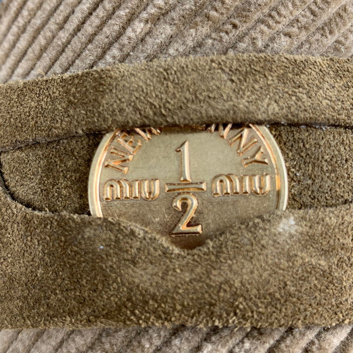 MIU MIU Size 7.5 Khaki Corduroy Penny Flats