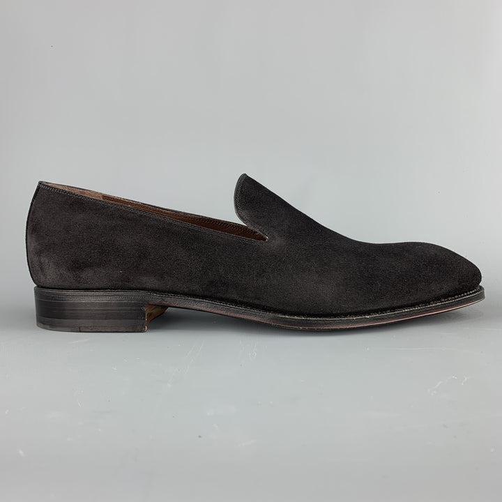 CARMINA Size 10.5 Black Suede Slip On Dress Loafers