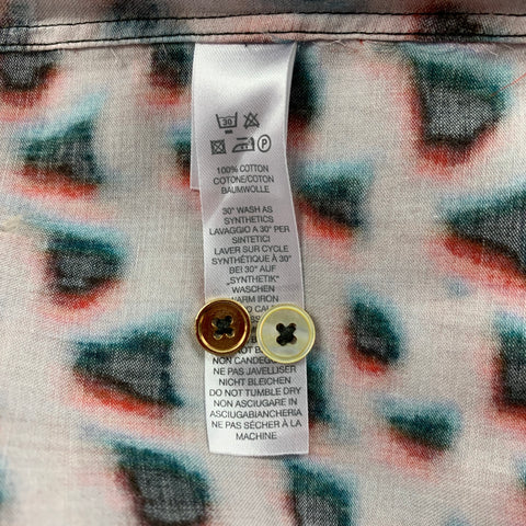 PAUL SMITH Size S Blue & Orange Print Cotton Button Up Long Sleeve Shirt