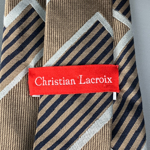 CHRISTIAN LACROIX Taupe Grey Graphic Silk Tie