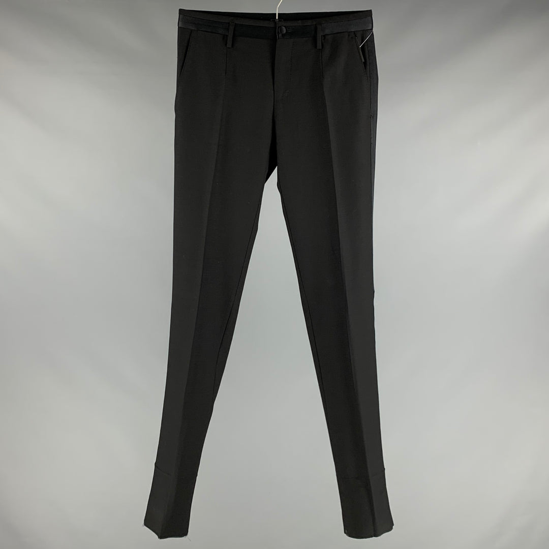 DOLCE & GABBANA Size 28 Black Wool Tuxedo Dress Pants