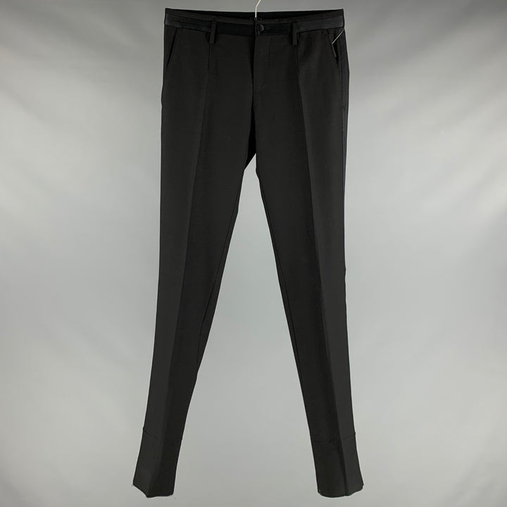 DOLCE & GABBANA Size 28 Black Wool Tuxedo Dress Pants