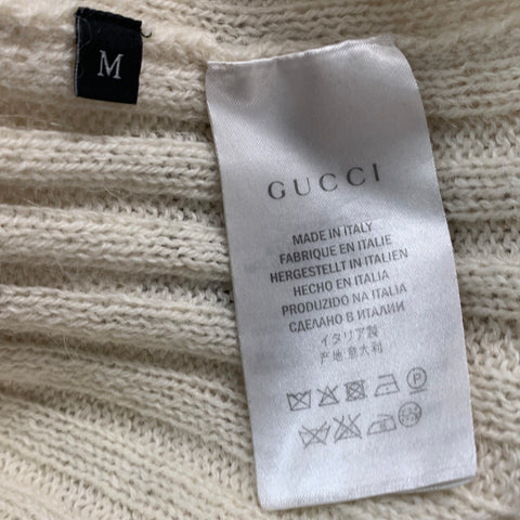 GUCCI Size M Cream Knit Alpaca Wool Turtleneck Sweater