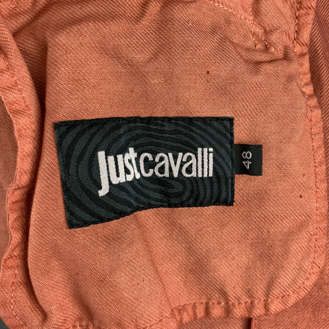 JUST CAVALLI Washed Brick Red Cotton / Linen Notch Lapel Sport Coat