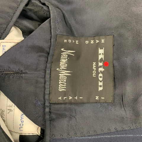 KITON for NEIMAN MARCUS Size 42 Navy White Pinstripe Wool Sport Coat