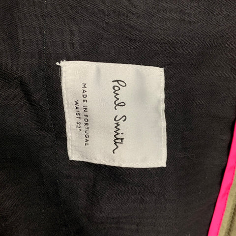 PAUL SMITH Size 32 Olive Cotton / Cupro Drawstring Casual Pants