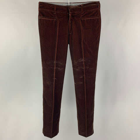 Vintage S.B. CONCEPT Size 30 Brown Cotton Velvet Dress Pants