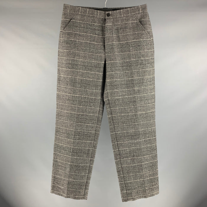 MAISON MARTIN MARGIELA Size 34 Grey Black Glenplaid Wool Blend Casual Pants