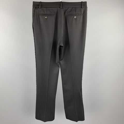 YVES SAINT LAURENT Rive Gauche Size 6 Black Wool Raw Edged Dress Pants