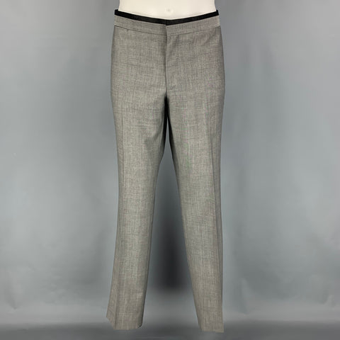 THE KOOPLES Size 40 Grey Black Wool Shawl Collar Suit