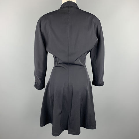 GIANNI VERSACE 1980s Size M Navy Side Zip Long Sleeve Blazer Dress