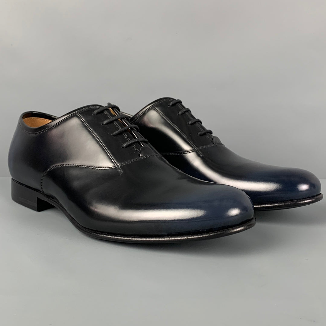 MARC JACOBS Size 10 Black Blue Ombre Leather Lace Up Shoes
