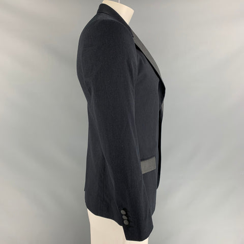 DOLCE & GABBANA Size 40 Pinstripe Charcoal Cotton Notch Lapel Sport Coat