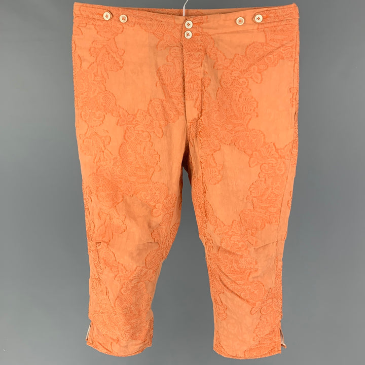 ANN DEMEULEMEESTER Size 33 Orange Embroidery Cotton Blend Casual Pants