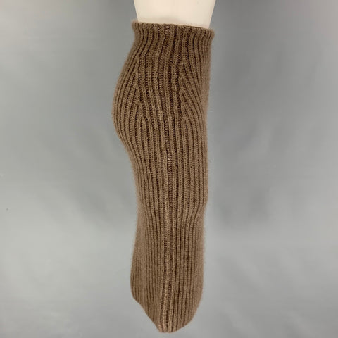 FENDI Size 0 Taupe Mohair / Silk Fisherman Rib Knit Long Skirt
