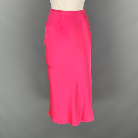 ALICE + OLIVIA Falda evasé lisa de mezcla de triacetato rosa talla L