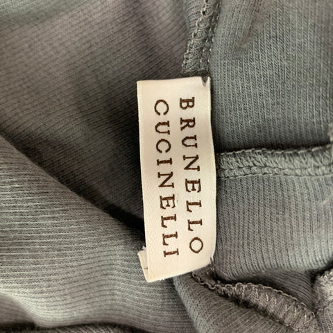 BRUNELLO CUCINELLI Size L Grey Cotton  Lycra Pleated Tank Casual Top