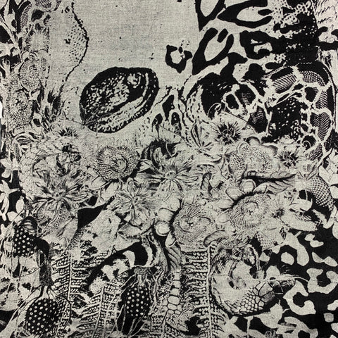 KMRII Bufanda de rayón floral abstracta gris negro