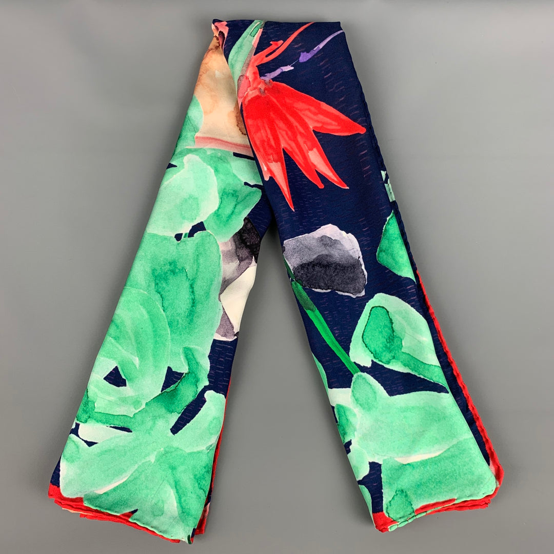 CAROLINA HERRERA Multi-Color Floral Twill Scarf
