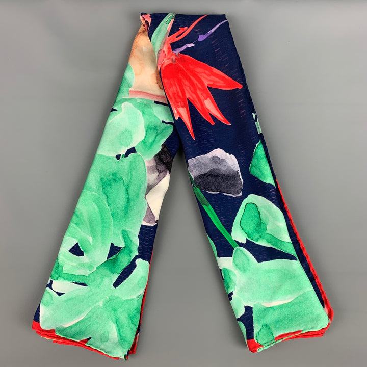 CAROLINA HERRERA Multi-Color Floral Twill Scarf