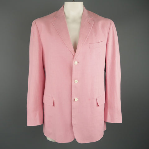 RALPH LAUREN 44 Long Pink Linen Notch Lapel 3 Button Sport Coat