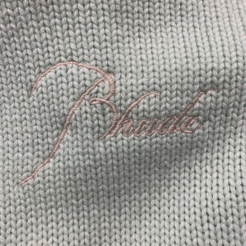 RHUDE Taille XS Bleu Aqua Cachemire Laine Brodée Col Roulé Haut Décontracté