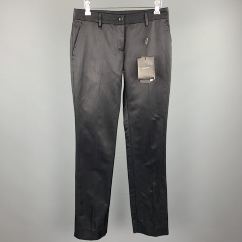 DOLCE & GABBANA Size 2 Black Cotton / Silk Dress Pants