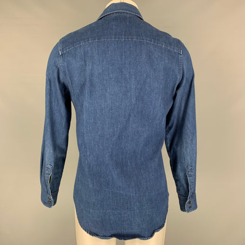 LEVI'S Size M Blue Solid Denim Long Sleeve Shirt
