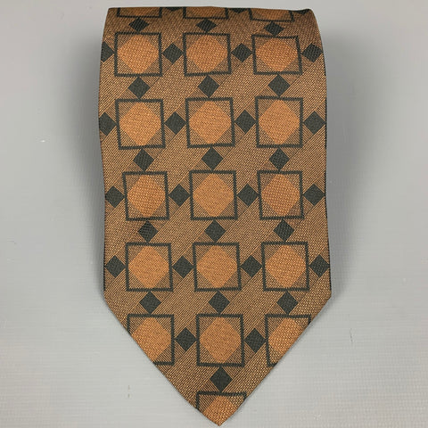 GIORGIO ARMANI Brown Geometric Silk Tie