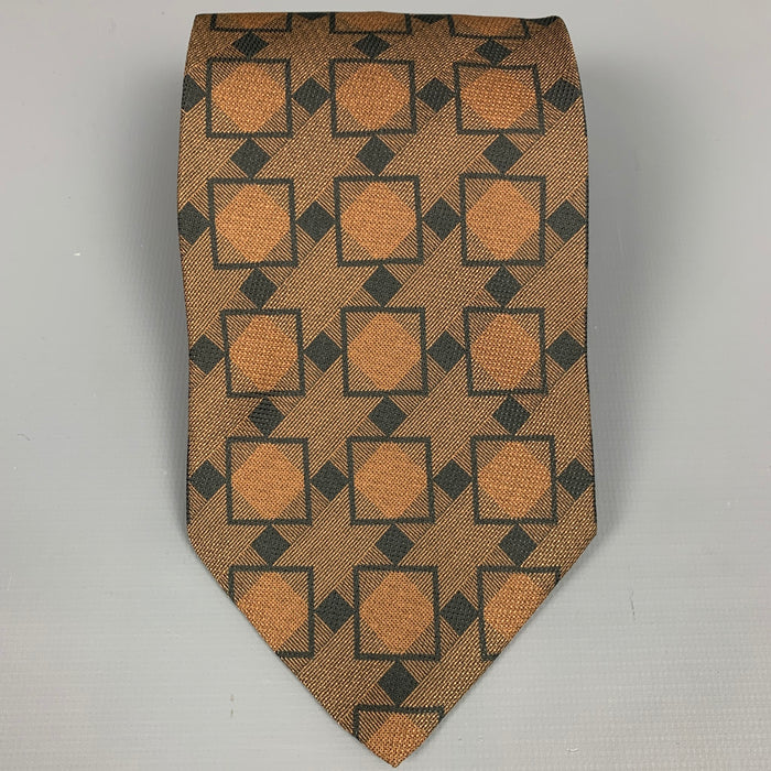 GIORGIO ARMANI Brown Geometric Silk Tie