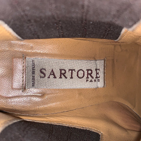 SARTORE Botas vaqueras con punta en punta de cuero rojo talla 6