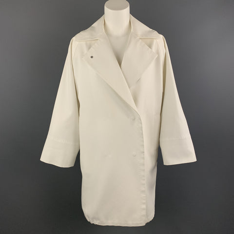 MAX MARA Size 2 White Cotton Hidden Snap Pointed Lapel Coat