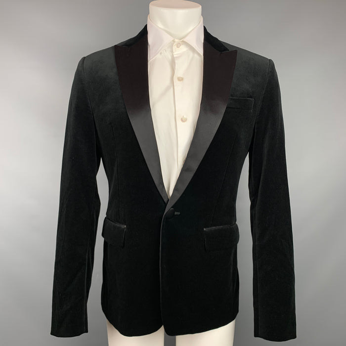 DSQUARED2 Talla 40 Abrigo deportivo con solapa de pico de algodón y terciopelo negro