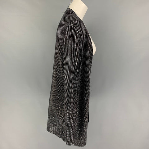 R t A Size S Black Silver Cotton Studded Open Front Cardigan