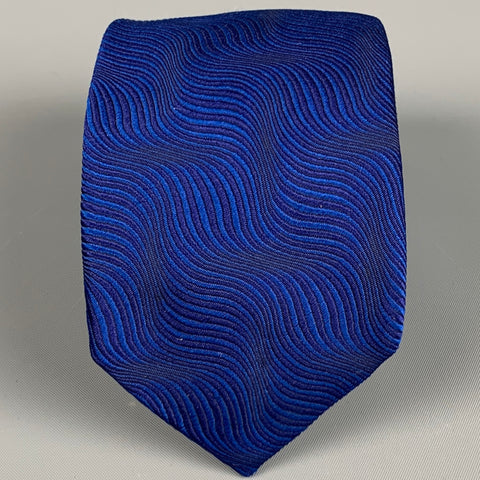 RICHARD JAMES Blue Purple Textured Silk Tie