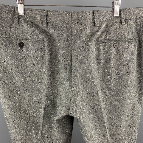 ISAIA Size 40 Speckled Heather Gray Woven Wool Zip Fly Dress Pants