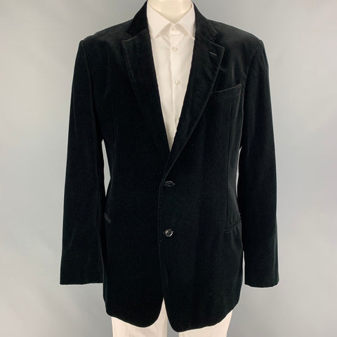 ARMANI COLLEZIONI Talla 48 Abrigo deportivo largo de viscosa de algodón y terciopelo negro