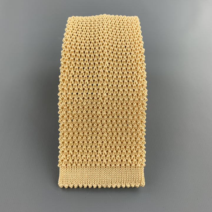 BUDD Yellow Beige Silk Textured Knit Tie