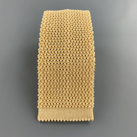 BUDD Beige Yellow Silk Textured Knit Tie
