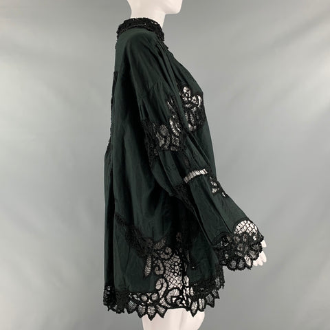 JUDY HORNBY Size S Black Cotton Eyelet Oversized Casual Top
