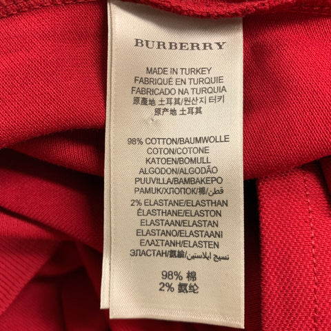 BURBERRY BRIT Size S Red Cotton Elastane Contrast trim Short Sleeve Casual Top