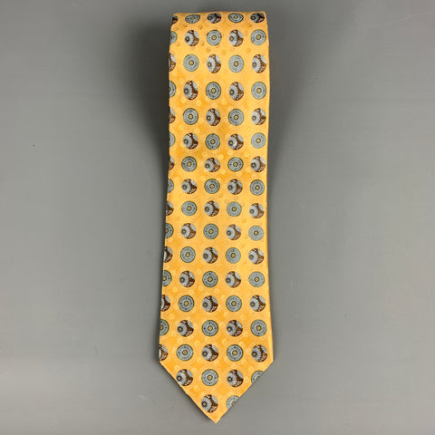 ERMENEGILDO ZEGNA Yellow Blue Circles Silk Tie