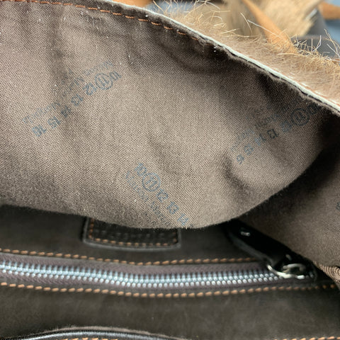 MAISON MARGIELA Beige & Brown Leather Animal Hide Shoulder Bag